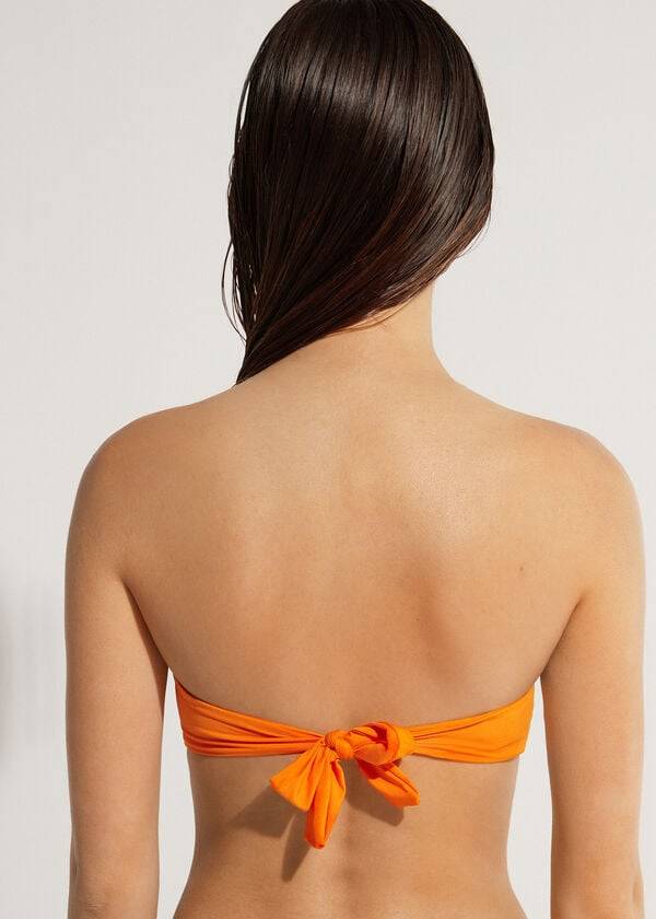 bikini bandeau indonesia eco strapless con relleno de calzedonia para mujer color naranja