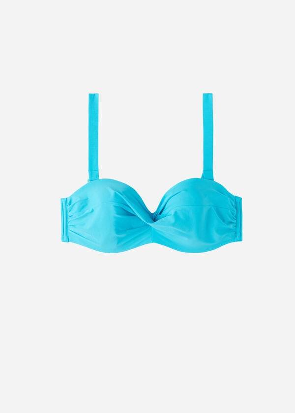 bikini bandeau indonesia sin tirantes y acolchado de calzedonia para mujer color turquesa