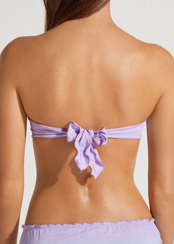 top de bikini bandeau acolchado morado de calzedonia madrid para mujer