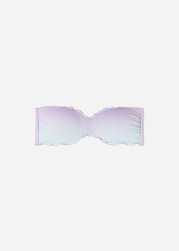 top de bikini bandeau acolchado morado de calzedonia madrid para mujer
