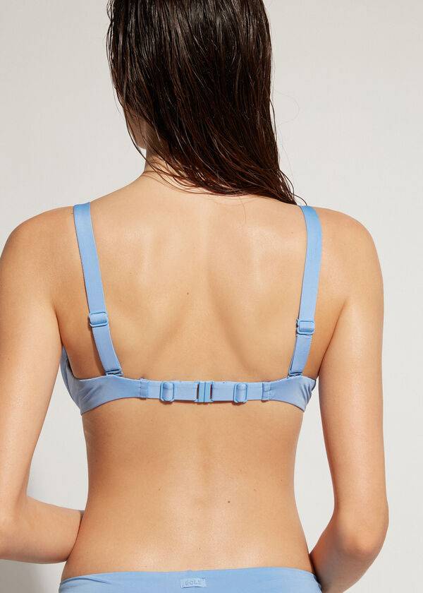 bikini azul con push-up acolchado y ecológico de indonesia para mujer de calzedonia