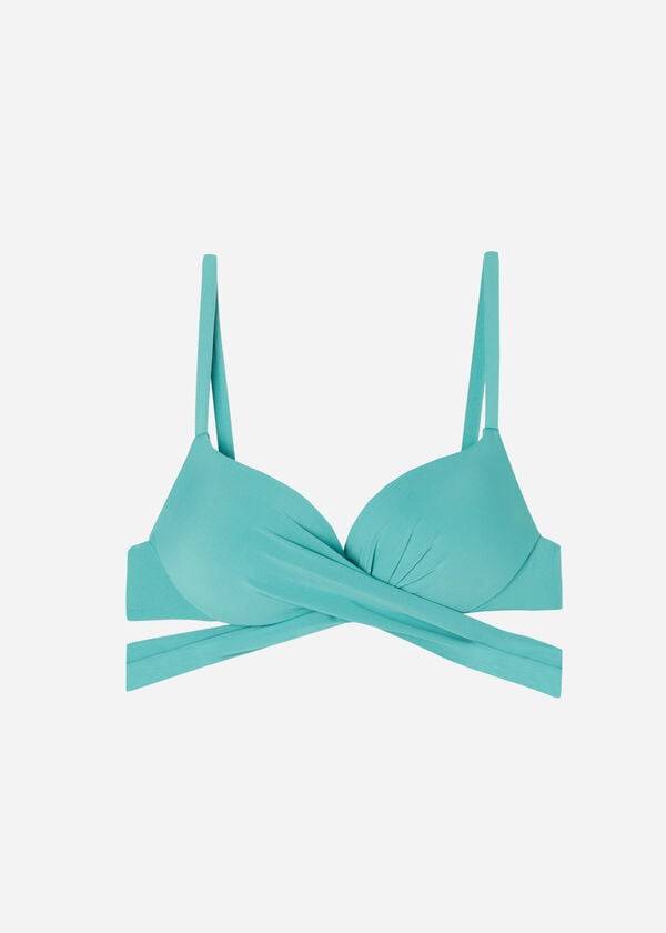 bikini turquesa con push-up acolchado de calzedonia indonesia eco para mujer
