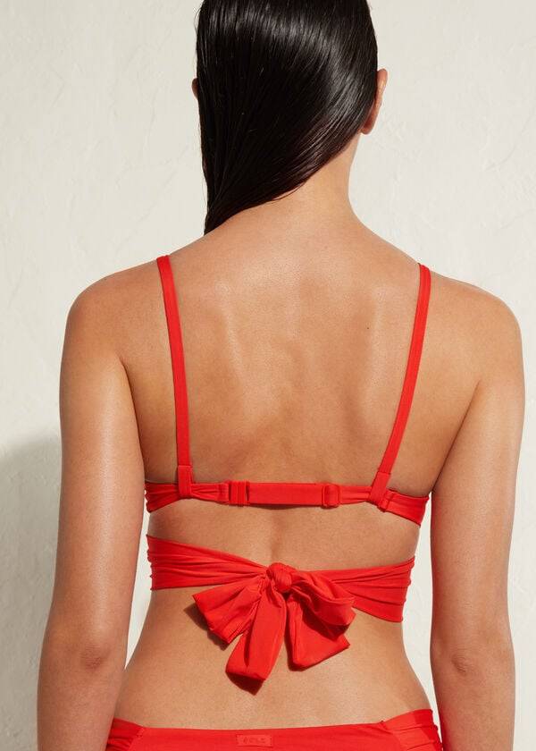 bikini ecológico de indonesia con relleno push up de calzedonia para mujer color rojo