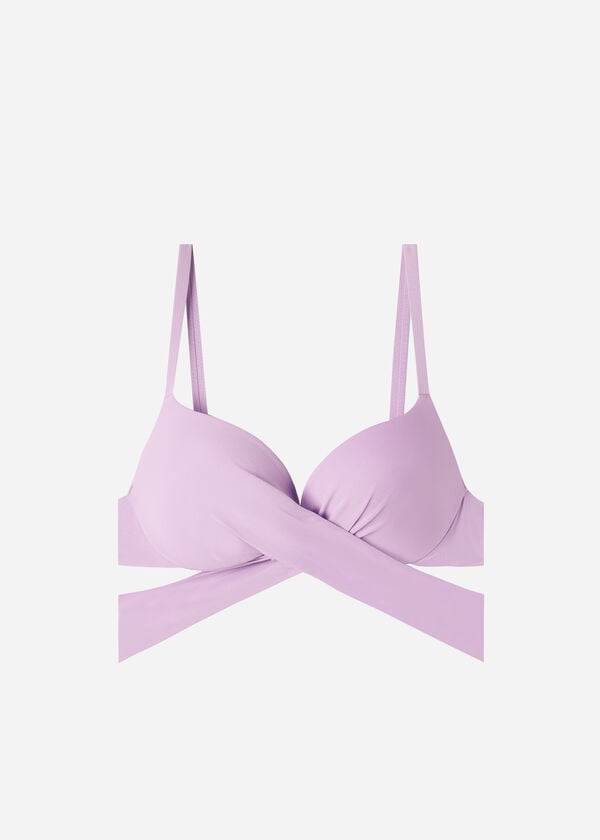 bikini acolchado push up ecológico de indonesia para mujer de calzedonia color morado