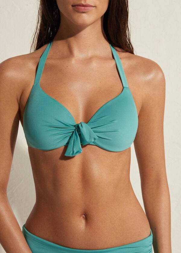 bikini de mujer calzedonia con relleno push up indonesia eco sexy color turquesa