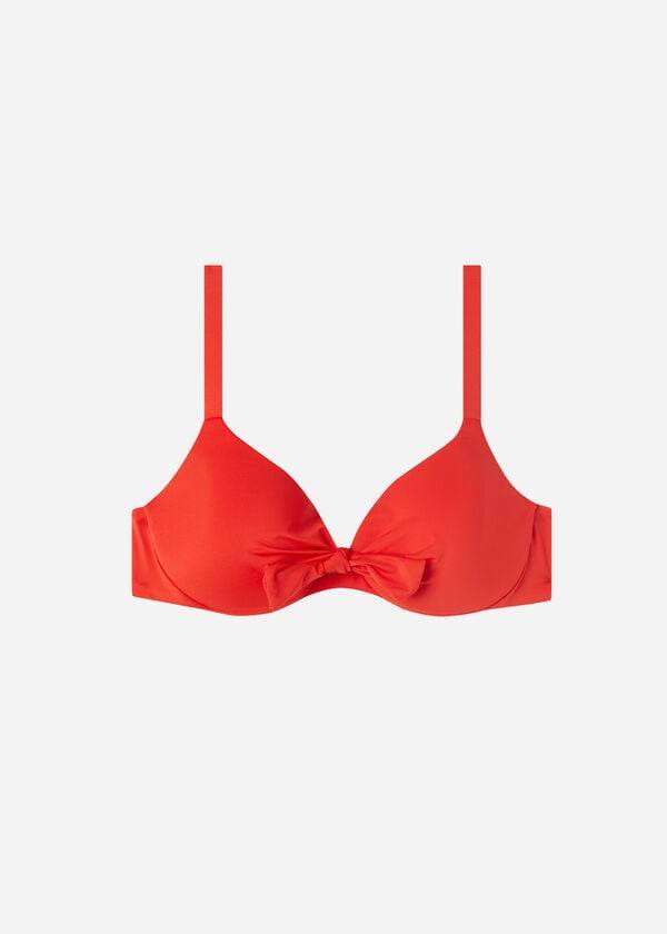 bikini sexy con relleno push up ecológico de calzedonia para mujer color rojo