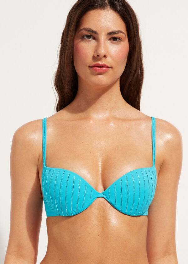 bikini push up con relleno de calzedonia color turquesa para mujer shanghai