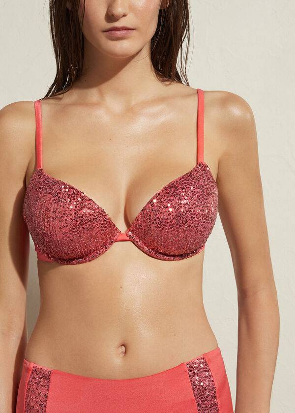 bikini push-up acolchado color rosa de calzedonia cannes para mujer