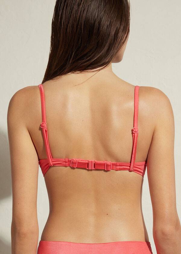 bikini push-up acolchado color rosa de calzedonia cannes para mujer