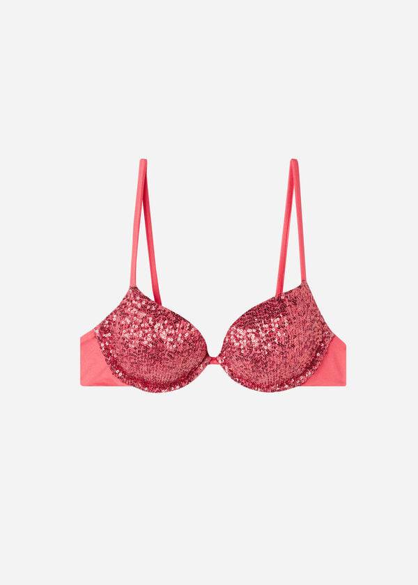 bikini push-up acolchado color rosa de calzedonia cannes para mujer