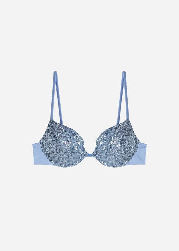 bikini push-up con relleno cannes de calzedonia para mujer color azul