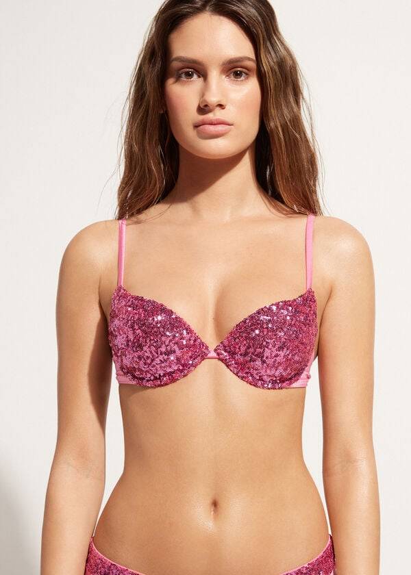 calzedonia push-up acolchado cannes rosa tops de bikini para mujer rosa