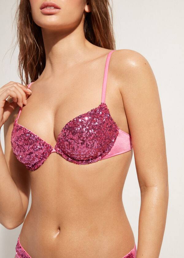 calzedonia push-up acolchado cannes rosa tops de bikini para mujer rosa