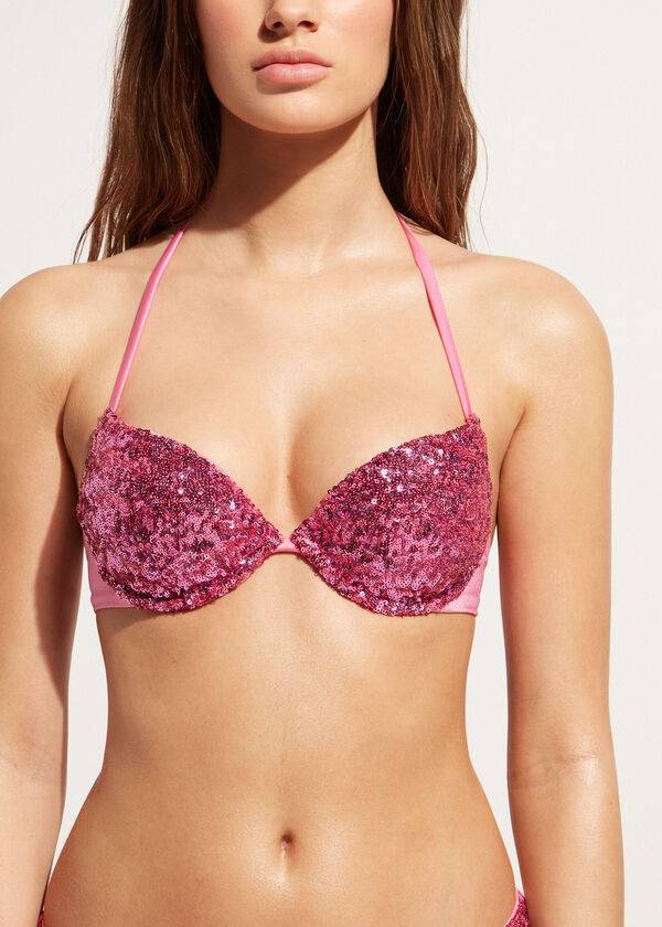 calzedonia push-up acolchado cannes rosa tops de bikini para mujer rosa