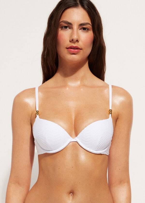 bikini casablanca con relleno y push-up de calzedonia para mujer color blanco