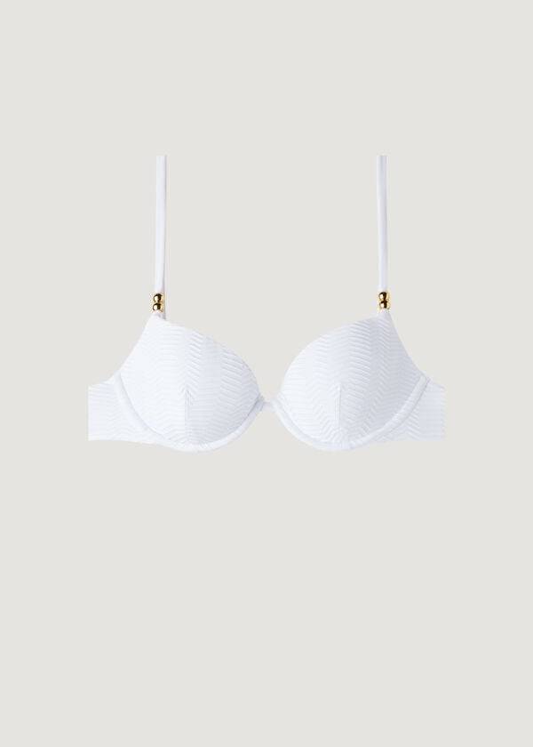 bikini casablanca con relleno y push-up de calzedonia para mujer color blanco