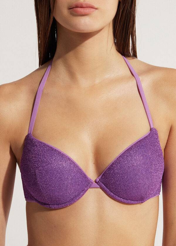 bikini push-up acolchado las vegas de calzedonia para mujer morado