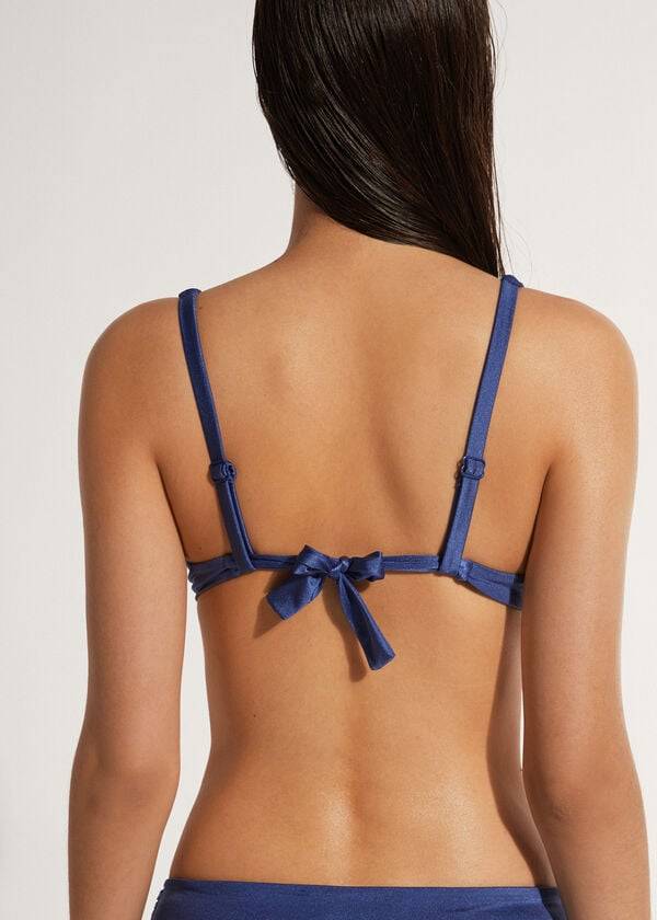 bikini push-up acolchado marrakech de calzedonia para mujer color azul marino
