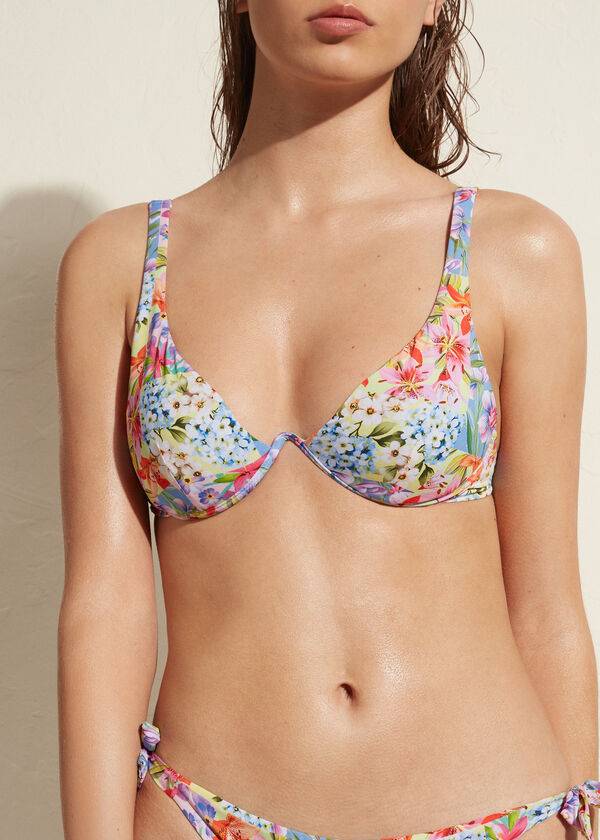 parte de arriba de bikini calzedonia quilted push-up minorca eco mujer multicolor