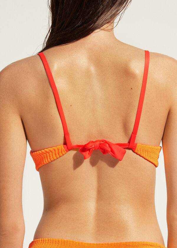 bikini push-up mykonos de calzedonia para mujer color naranja
