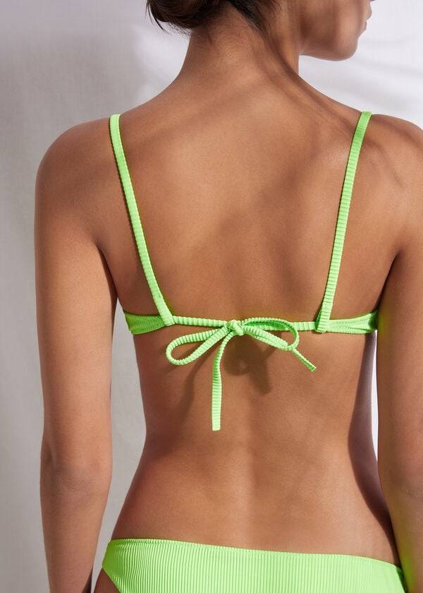 bikini push-up acolchado de calzedonia para mujer color verde nueva york
