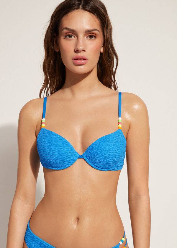 bikini azul con push-up y relleno de calzedonia san diego para mujer