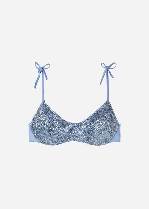 bikini tipo top cannes con relleno de calzedonia para mujer color azul