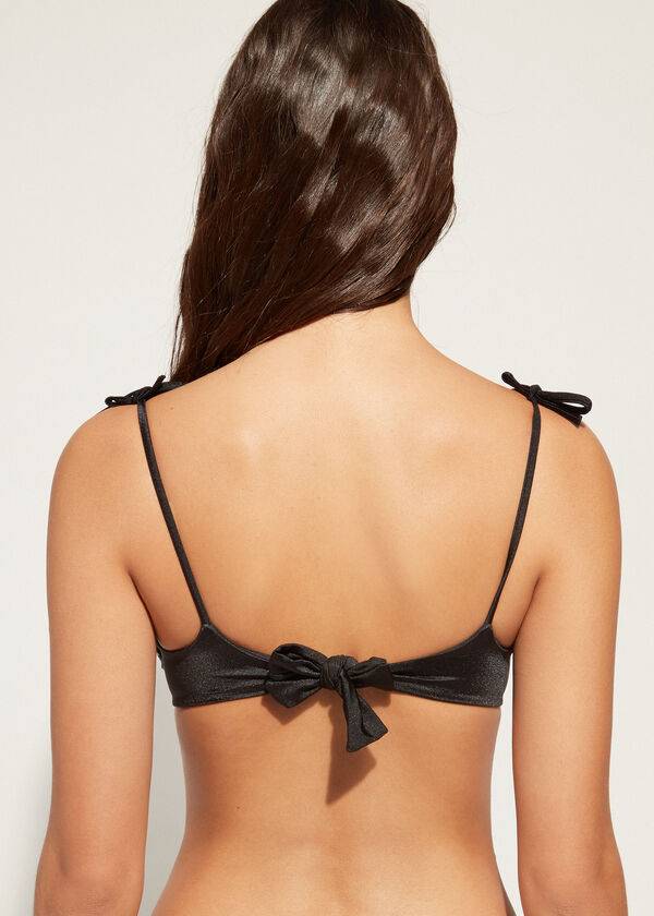 top de bikini negro calzedonia con relleno estilo cannes rosa para mujer