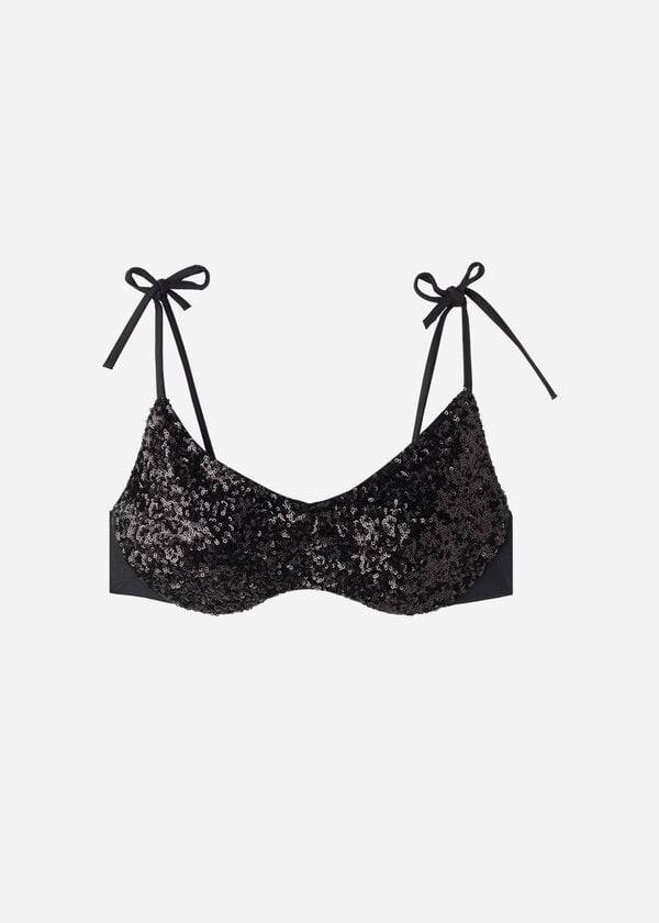 top de bikini negro calzedonia con relleno estilo cannes rosa para mujer