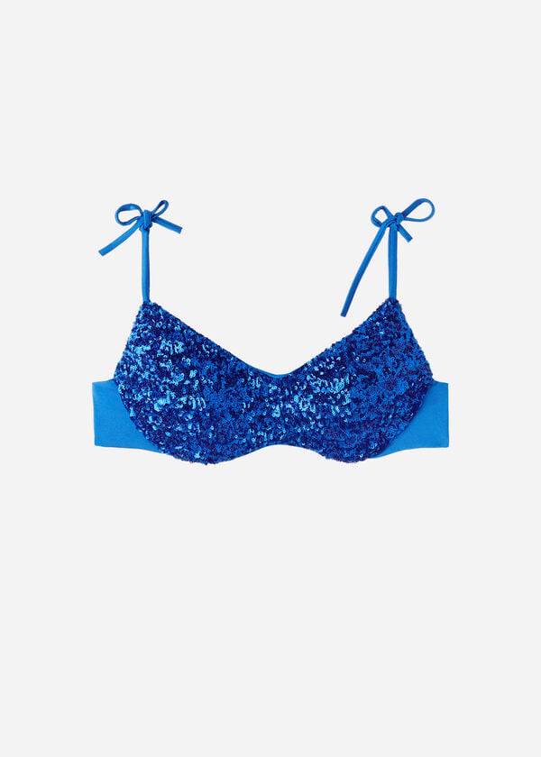 top de bikini azul calzedonia con relleno estilo cannes rosa para mujer