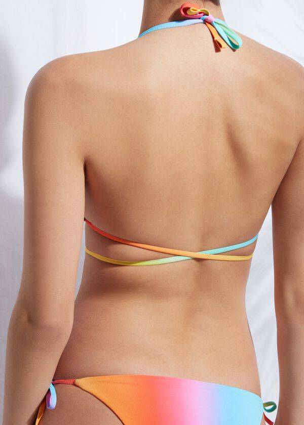 parte de arriba de bikini de mujer calzedonia triángulo acolchado barcellona multicolor