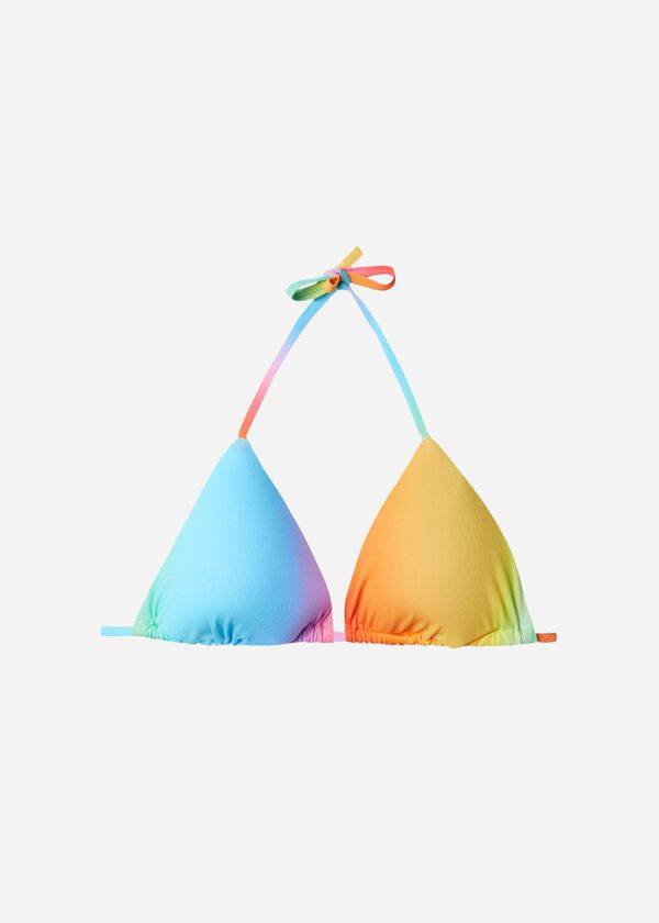 parte de arriba de bikini de mujer calzedonia triángulo acolchado barcellona multicolor