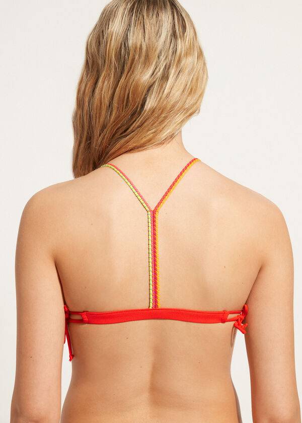 top de bikini berlino triangular acolchado calzedonia para mujer rojo