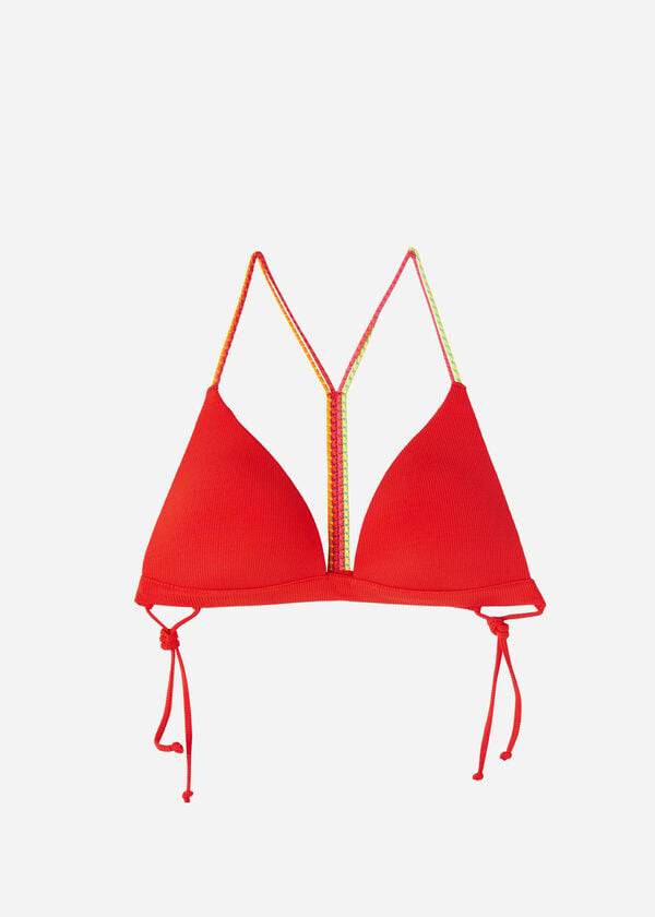 top de bikini berlino triangular acolchado calzedonia para mujer rojo