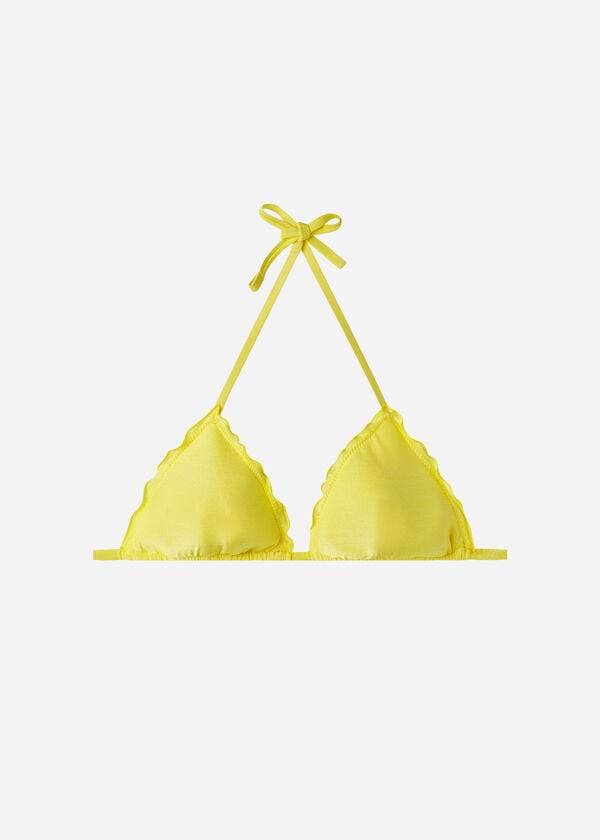 bikini triangular formentera con relleno de calzedonia para mujer color amarillo