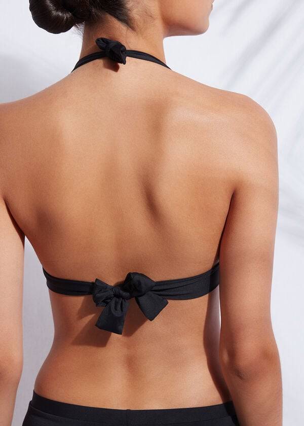 bikini triangular acolchado de calzedonia indonesia para mujer color negro