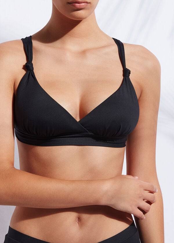bikini triangular acolchado de calzedonia indonesia para mujer color negro