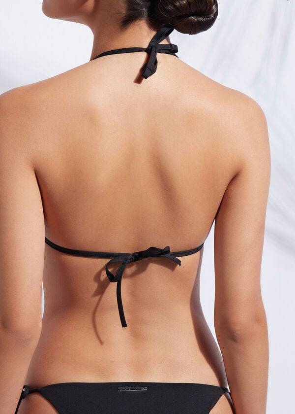 bikini triangular acolchado de calzedonia indonesia para mujer color negro