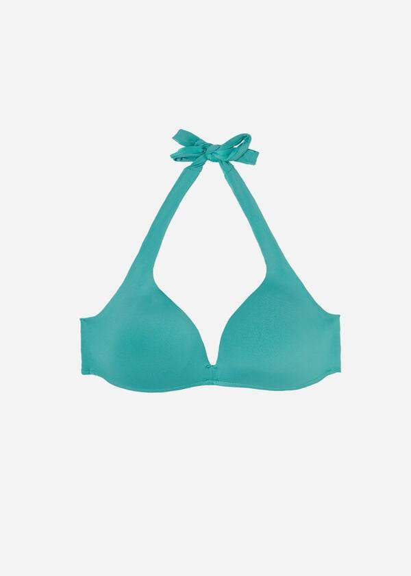 bikini triangular acolchado ecológico de indonesia de calzedonia para mujer color turquesa