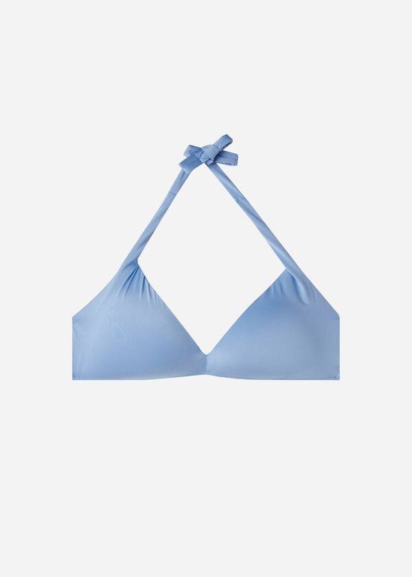bikini triangular acolchado ecológico de calzedonia para mujer color azul