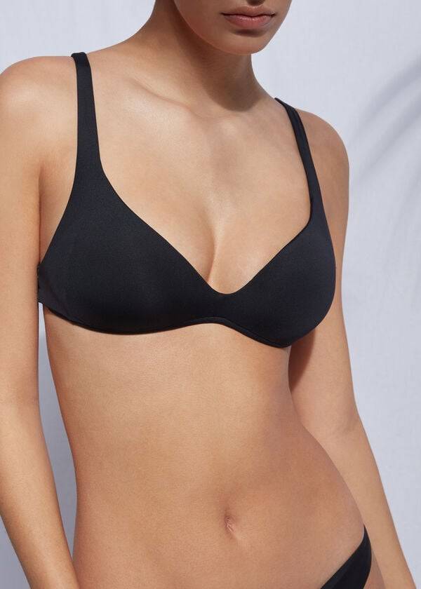 bikini triangular acolchado negro calzedonia indonesia eco leo para mujer
