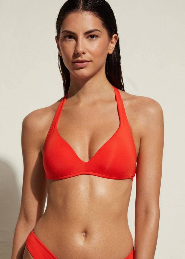 calzedonia - bikini triangular acolchado indonesia eco rise para mujer color rojo