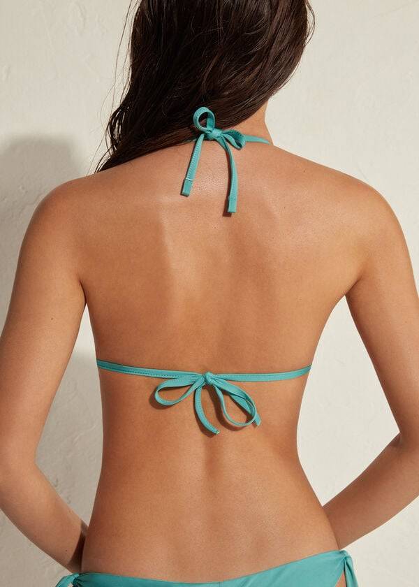 bikini triangular con relleno de indonesia eco rise de calzedonia para mujer color turquesa