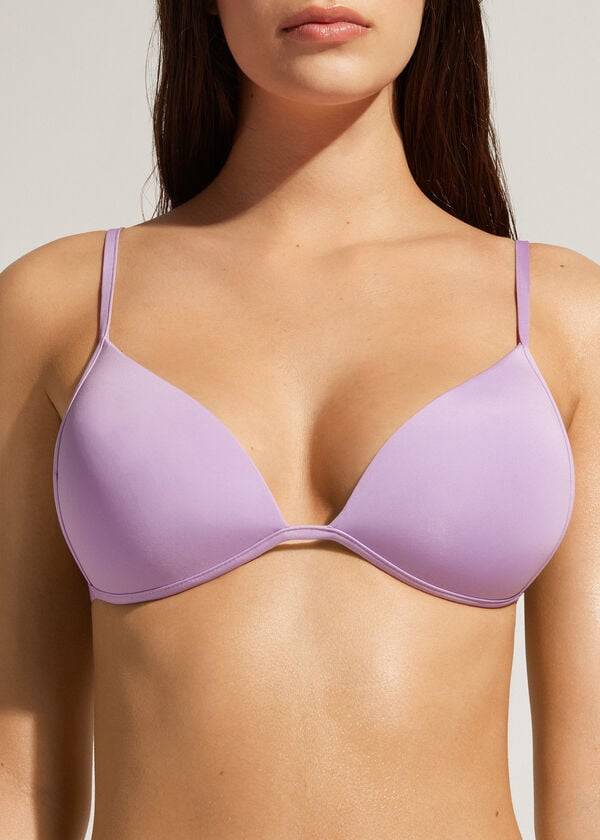 bikini triangular con relleno de indonesia eco rise para mujer color morado de calzedonia