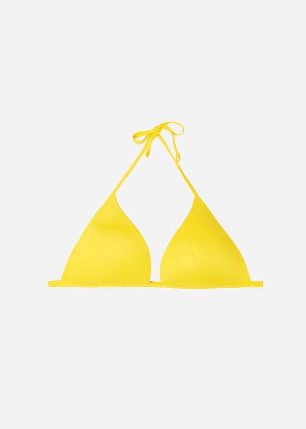 bikini triangular acolchado de talle ecológico de indonesia para mujer de calzedonia color amarillo
