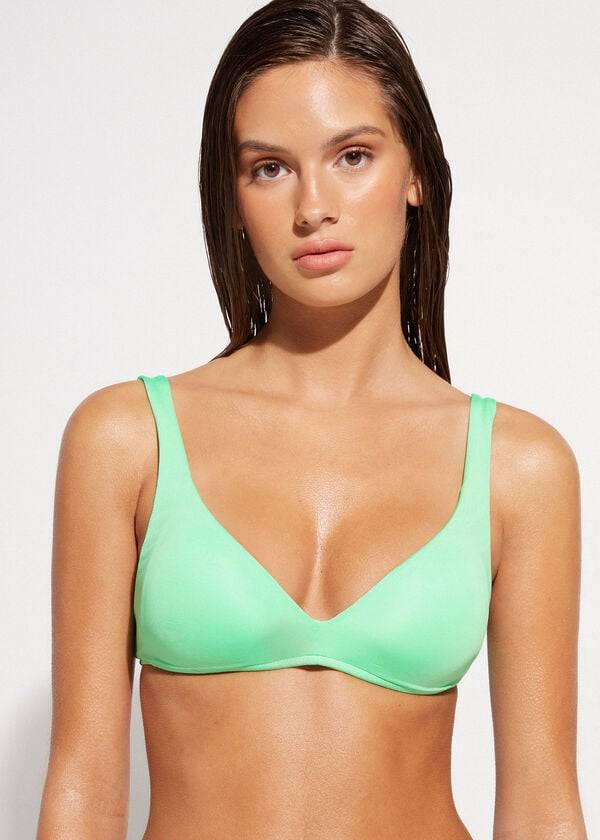 parte de arriba de bikini calzedonia quilted triangle indonesia eco rosa mujer mint