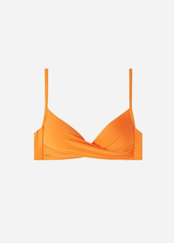 parte de arriba de bikini de mujer calzedonia triangle indonesia eco strass naranja