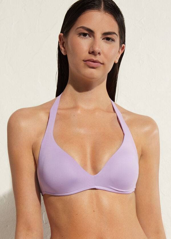 parte de arriba de bikini calzedonia quilted triangle indonesia eco strass mujer morado