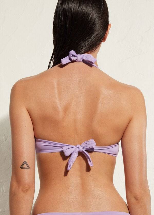 parte de arriba de bikini calzedonia quilted triangle indonesia eco strass mujer morado