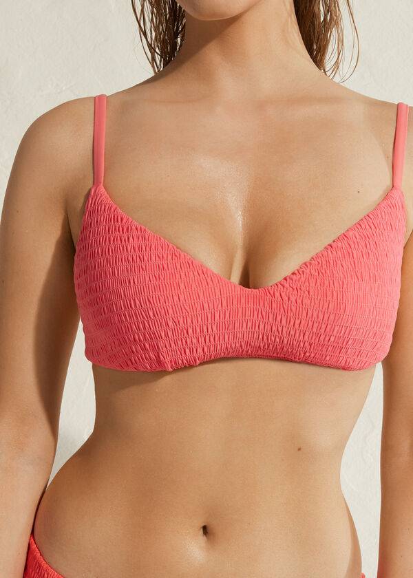 bikini triangular con relleno lanzarote de calzedonia para mujer color rosa